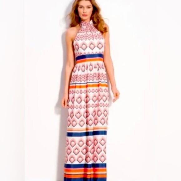 Eliza J Dresses | Eliza J Geometric Halter Scarf Long Maxi Boho Dress size 14 - Picture 1 of 8